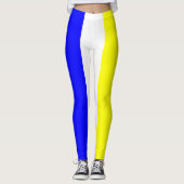Blaues Gelbes und Weiß Vertikal-Gestreift Leggings (Vorderseite)