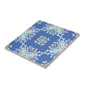 Blaues Gelbgelbes Mittelmeer Verziert Elegant Fliese (Seite)