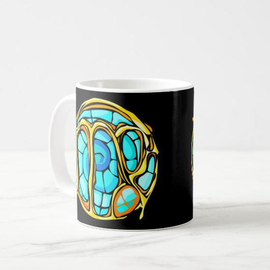 Blaues Gemstone Farbiges Virgo-Symbol Kaffeetasse (Vorderseite Links)