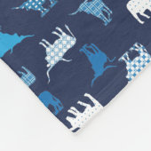 Blaues Gemustertes Langornmuster Fleecedecke (Ecke)