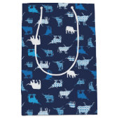 Blaues Gemustertes Langornmuster Mittlere Geschenktüte (Vorderseite)