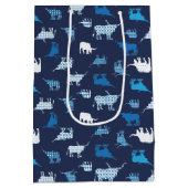 Blaues Gemustertes Langornmuster Mittlere Geschenktüte (Rückseite)