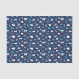 Blaues Gemustertes Langornmuster Seidenpapier