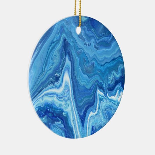 Blaues Geode Keramik Ornament (Rechts)