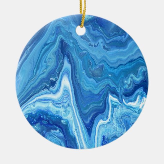 Blaues Geode Keramik Ornament (Vorne)