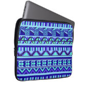 Blaues geometrisches Abstrakt Aztec Tribal Print M Laptopschutzhülle (Vorne Rechts)
