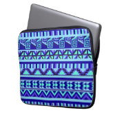 Blaues geometrisches Abstrakt Aztec Tribal Print M Laptopschutzhülle (Vorderseite Links)