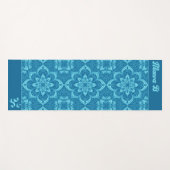 Blaues geometrisches Blume Om-Symbol Yogamatte (Vorderseite (Horizontal))