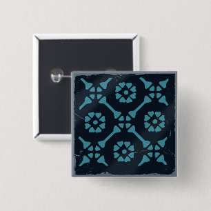 Blaues geometrisches Blume-Spanisches Flipturenspi Button