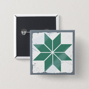 Blaues geometrisches Blume-Spanisches Flipturenspi Button