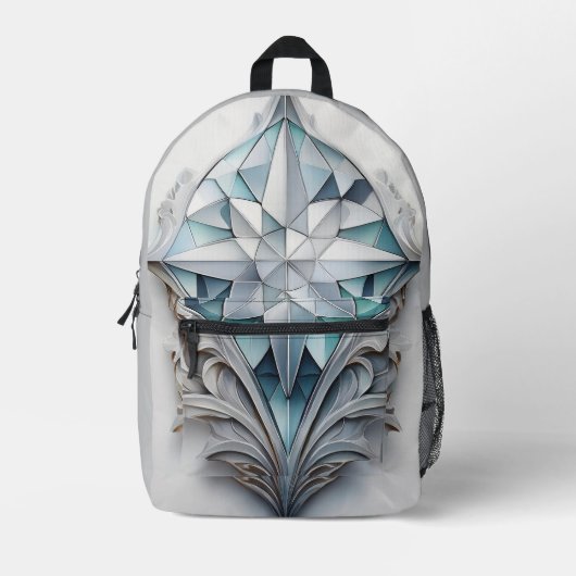 Blaues geometrisches Dekorkreuz Bedruckter Rucksack (Vorderseite)