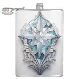 Blaues geometrisches Dekorkreuz Flachmann