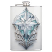 Blaues geometrisches Dekorkreuz Flachmann (Vorderseite)