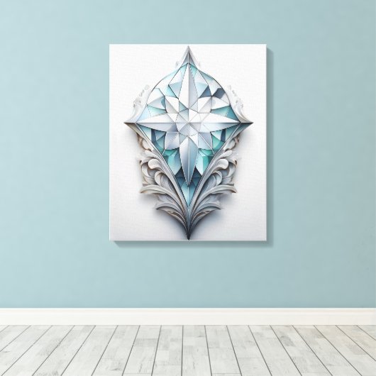 Blaues geometrisches Dekorkreuz Leinwanddruck (Insitu (Holzboden))