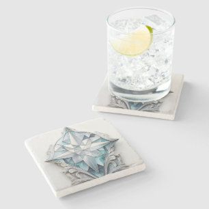 Blaues geometrisches Dekorkreuz Steinuntersetzer