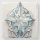 Blaues geometrisches Dekorkreuz Steinuntersetzer (Vorderseite)
