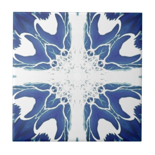 Blaues geometrisches Design Fliese (Vorderseite)