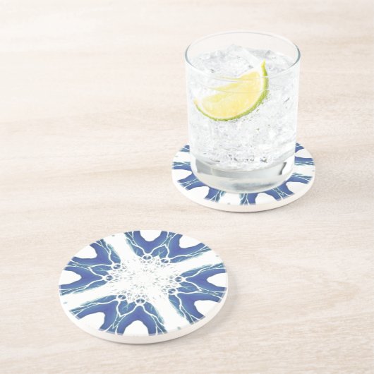 Blaues geometrisches Design Getränkeuntersetzer (Seite)