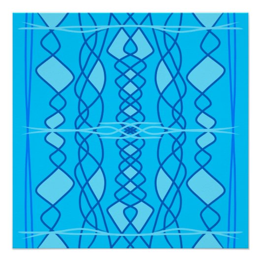 Blaues geometrisches Design Poster (Vorderseite)