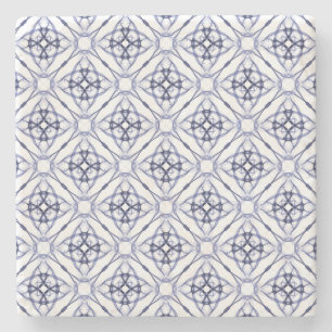 Blaues geometrisches Diamantmuster Steinuntersetzer