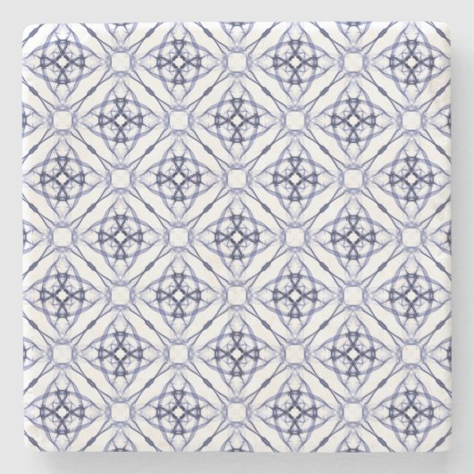 Blaues geometrisches Diamantmuster Steinuntersetzer (Vorderseite)