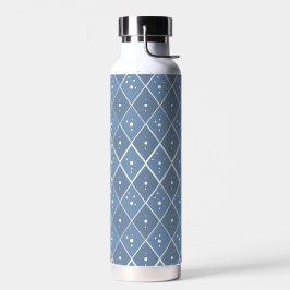 Blaues geometrisches Diamantmuster Trinkflasche