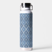 Blaues geometrisches Diamantmuster Trinkflasche (Rückseite)