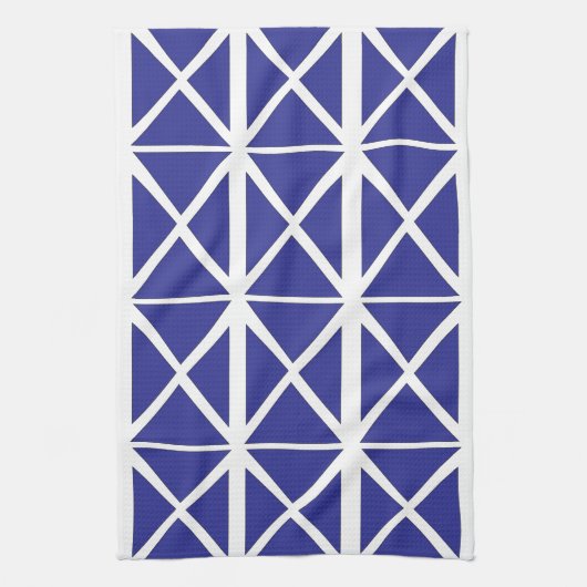 Blaues geometrisches Dreieck-Muster Geschirrtuch (Vertikal)