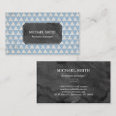 Blaues geometrisches Dreieck-Muster Visitenkarte (Vorne/Hinten)