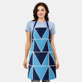 Blaues geometrisches Dreieck Schürze (Getragen)