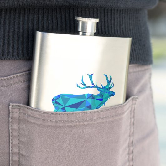 Blaues geometrisches Elch Flachmann (Beispiel)