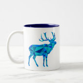 Blaues geometrisches Elch Zweifarbige Tasse (Links)