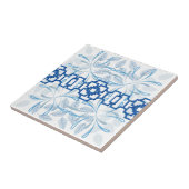 Blaues geometrisches florales Chinoiserie-Zen-Must Fliese (Seite)
