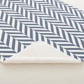 Blaues geometrisches Herringbone-Muster Sherpadecke (3/4)