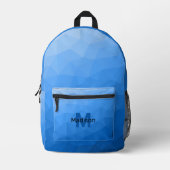 Blaues geometrisches Maschenmuster Monogram Bedruckter Rucksack (Vorderseite)
