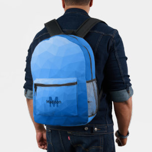 Blaues geometrisches Maschenmuster Monogram Bedruckter Rucksack