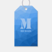 Blaues geometrisches Maschenmuster Monogram Geschenkanhänger (Vorderseite)
