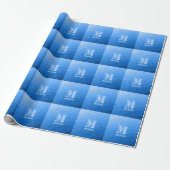 Blaues geometrisches Maschenmuster Monogram Geschenkpapier (Ungerollt)