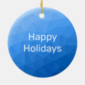 Blaues geometrisches Maschenmuster Monogram Keramik Ornament (Hinten)