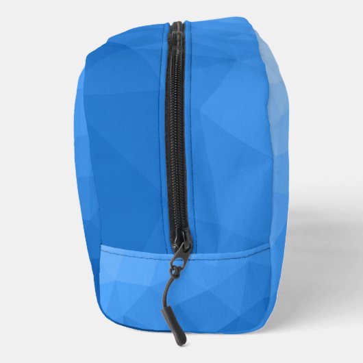 Blaues geometrisches Maschenmuster Monogram Waschbeutel (Rechts)
