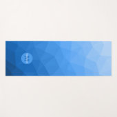 Blaues geometrisches Maschenmuster Monogram Yogamatte (Vorderseite (Horizontal))