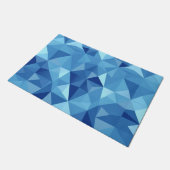 Blaues geometrisches Mosaikfliesenmuster Fußmatte (Schrägansicht)
