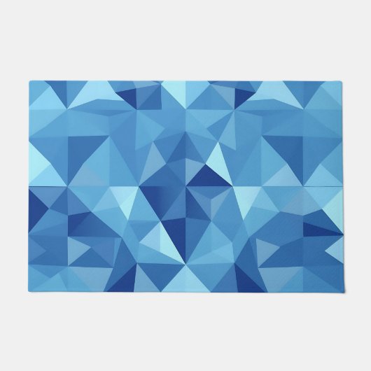 Blaues geometrisches Mosaikfliesenmuster Fußmatte (Vorderseite)