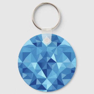 Blaues geometrisches Mosaikfliesenmuster Schlüsselanhänger