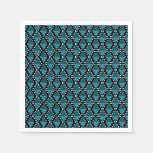 Blaues geometrisches Muster Deko Serviette (Vorderseite)