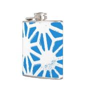 Blaues geometrisches Muster Flachmann (Links)