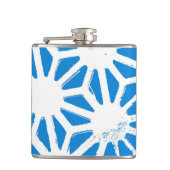 Blaues geometrisches Muster Flachmann (Vorderseite)