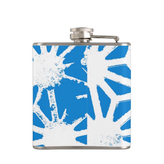 Blaues geometrisches Muster Flachmann (Rückseite)