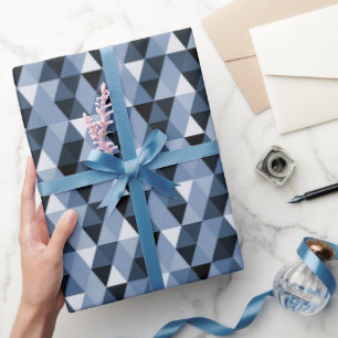 Blaues geometrisches Muster Geschenkpapier