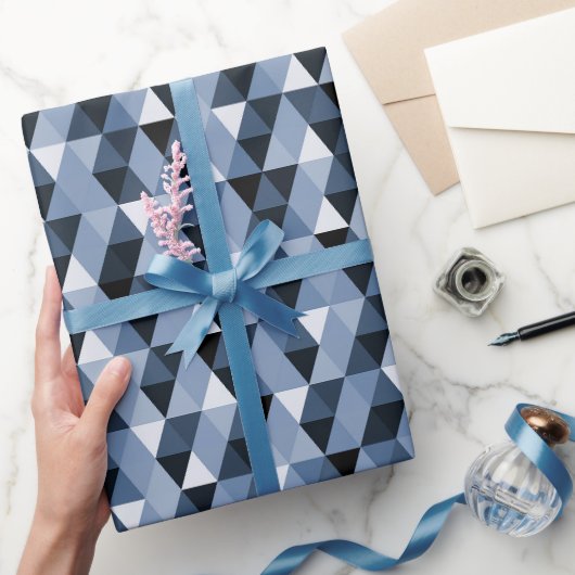 Blaues geometrisches Muster Geschenkpapier (Schenken)